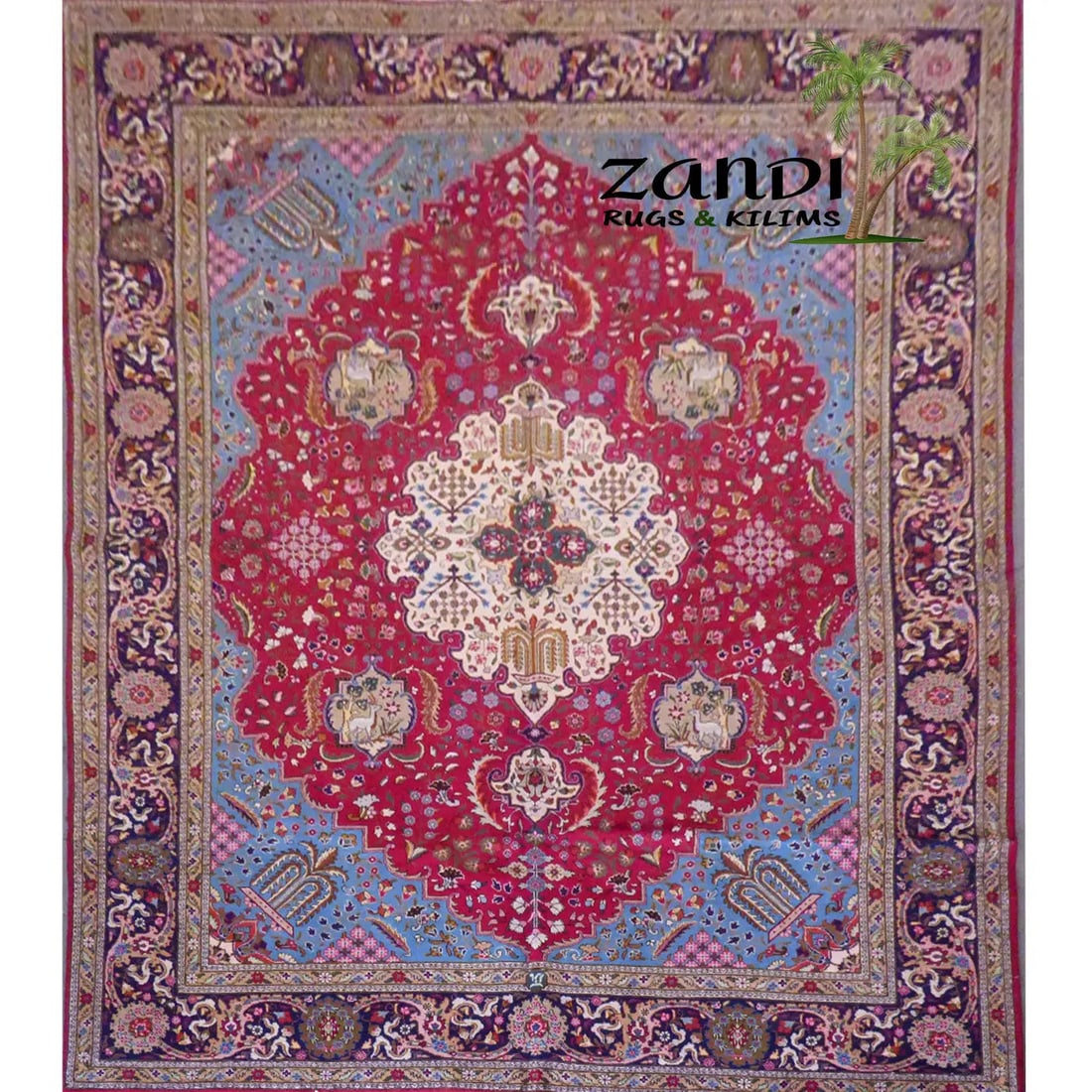 One Of The Kind Persian Tabriz Rug 12'11" x 9'7": ABC Rugs Kilims Collection Persian Tabriz Design Hand Knotted Wool/Cotton 12'11"X 9'7" Rr11131 Hand knotted and meticulously crafted by Persian artisans, this stunning Hand Knotted Area Rug will invit