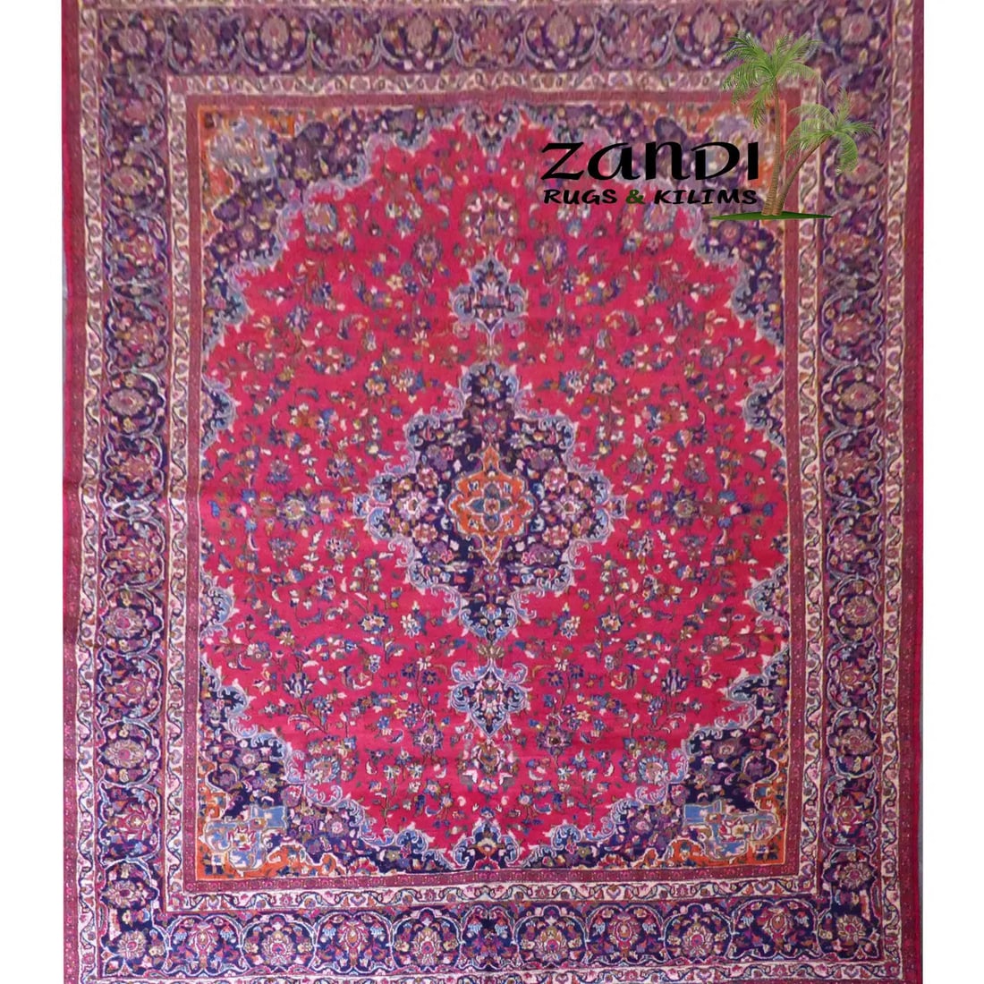 One Of The Kind Persian Mashad Rug 12'6" x 9'8": ABC Rugs Kilims Collection Persian Mashad Tranditional Design Hand Knotted Wool/Cotton 12'6"X 9'8" Rr11200 Hand knotted and meticulously crafted by Persian artisans, this stunning Hand Knotted Area Ru