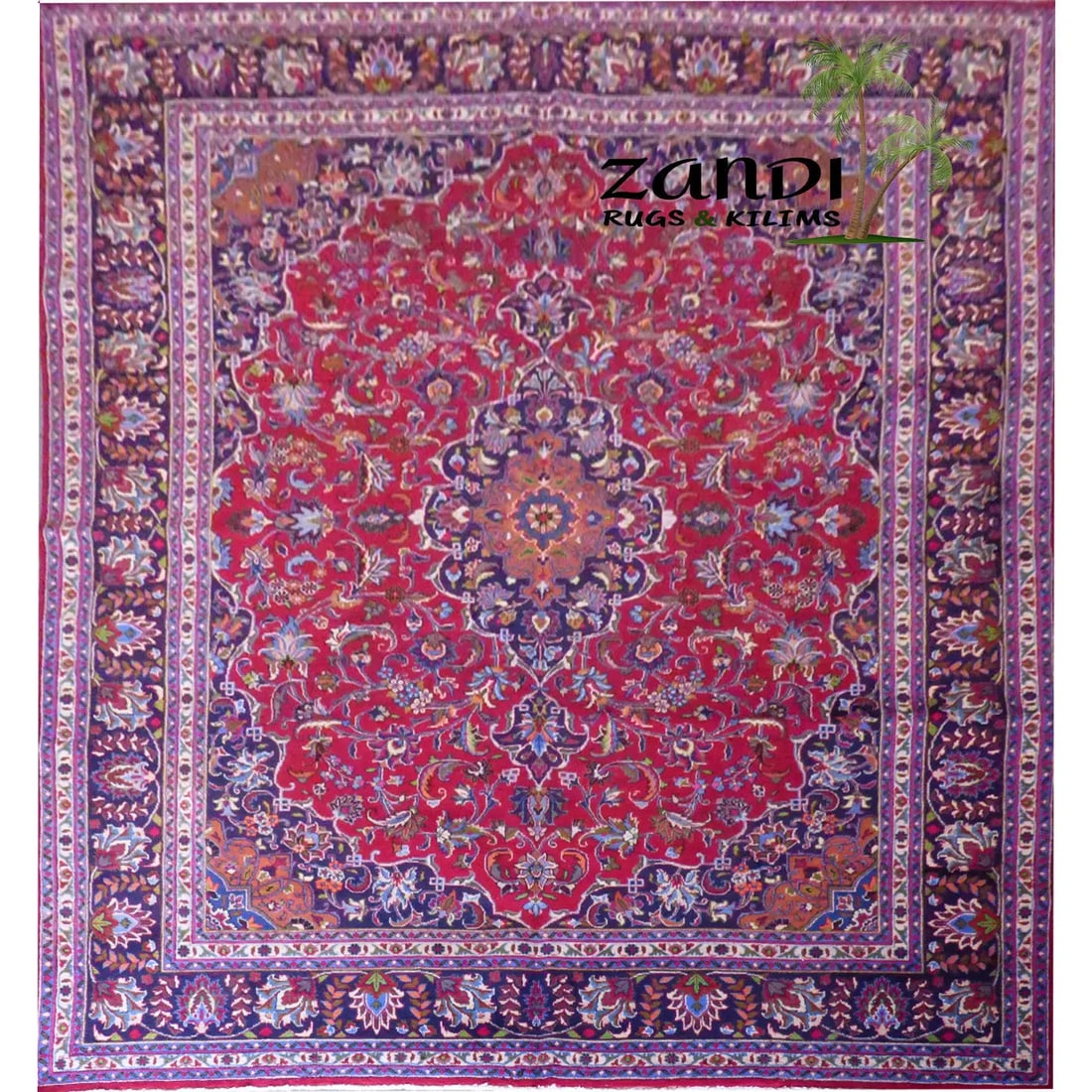 One Of The Kind Persian Mashad Rug 13'5" x 9'6": ABC Rugs Kilims Collection Persian Mashad Design Hand Knotted Wool/Cotton 13'5"X 9'6" Rr11154 Hand knotted and meticulously crafted by Persian artisans, this stunning Hand Knotted Area Rug will invite