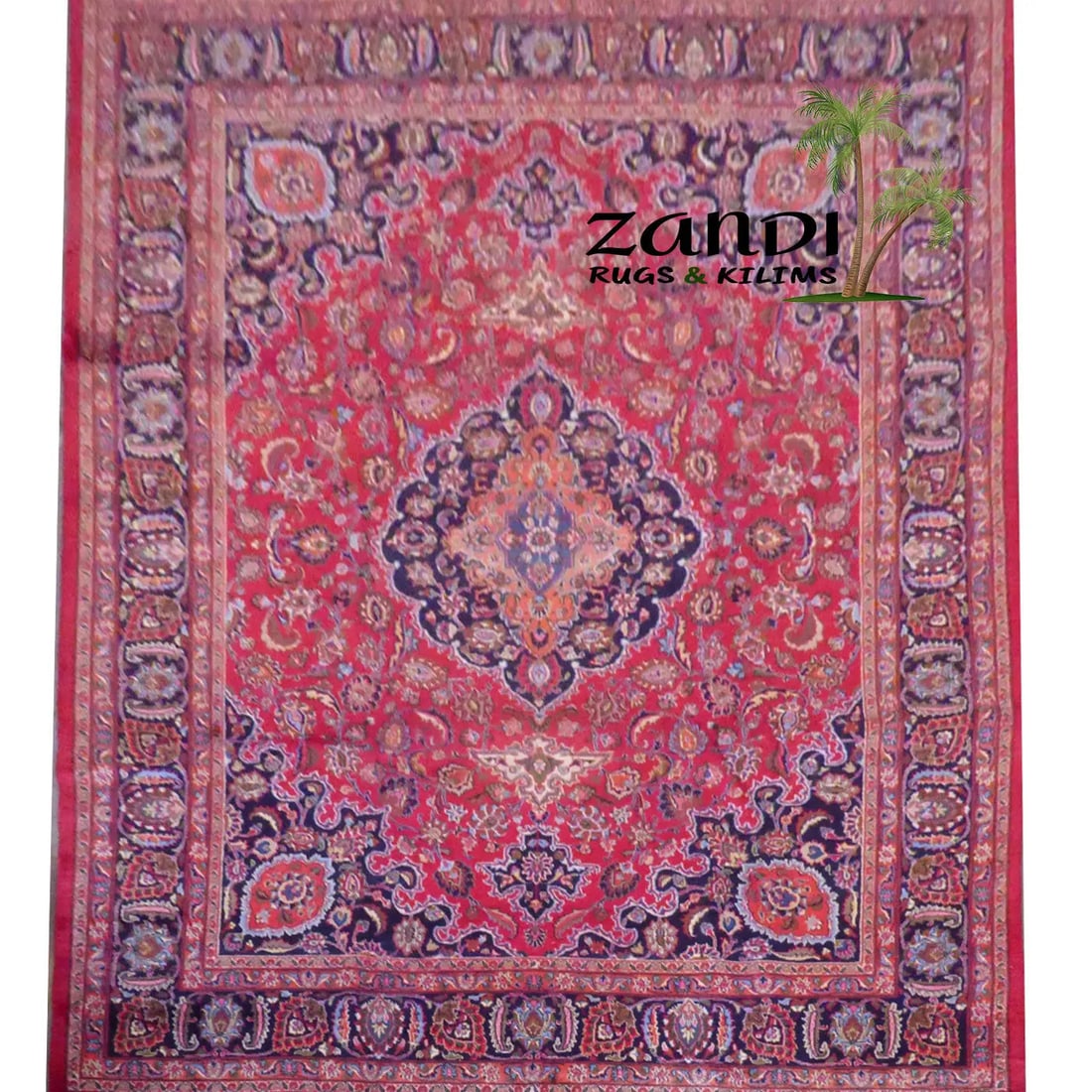 One Of The Kind Persian Mashad Rug 12'6" x 9'10": ABC Rugs Kilims Collection Persian Mashad Hand Knotted Woolen Cotton 12'6"X 9'10" Rr10519 Hand knotted and meticulously crafted by Persian artisans, this stunning Hand Knotted Area Rug will invite qua
