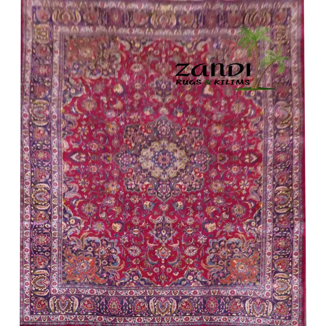 One Of The Kind Persian Mashad Rug 12'9" x 10': ABC Rugs Kilims Collection Persian Mashad Hand Knotted Woolen Cotton 12'9"X 10' Rr10520 Hand knotted and meticulously crafted by Persian artisans, this stunning Hand Knotted Area Rug will invite quali