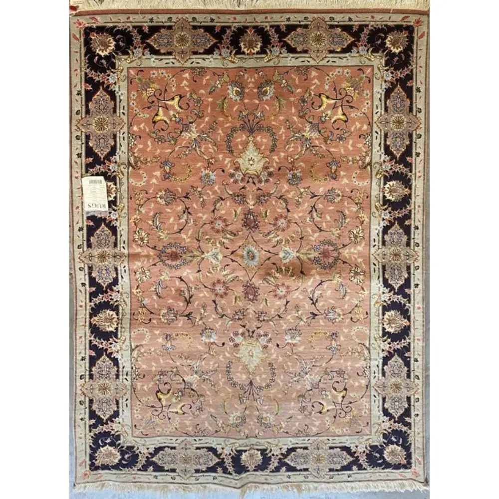 One Of The Kind Persian Tabriz Rug 7'0" x 4'11": ABC Rugs Kilims Collection Persian Tabriz Traditional Style Hand-Knotted Natural Wool And Silk Rug 7'0" X 4'11'' Abcr02802 Hand knotted and meticulously crafted by Persian artisans, this stunning Hand