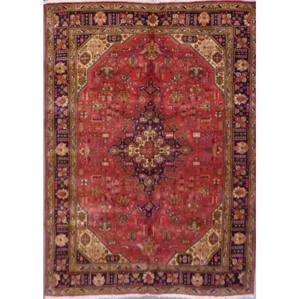 One Of The Kind Persian Tabriz Rug 6'10" x 9'11": ABC Rugs Kilims Collection Persian Tabriz Hand-Knotted Rug Made With Natural Wool & Cotton 6'10'' X 9'11" Abc11 Hand knotted and meticulously crafted by Persian artisans, this stunning Hand Knotte
