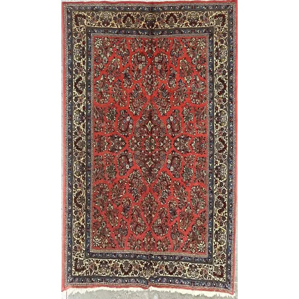 One Of The Kind Persian Sarough Rug 9'0" x 6'6": ABC Rugs Kilims Collection Persian Sarough Traditional Style Hand-Knotted Natural Wool And Cotton Rug 9'0" X 6'6" Abcr-2877 Hand knotted and meticulously crafted by Persian artisans, this stunning Han