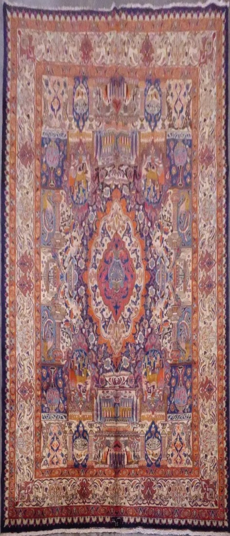 One Of The Kind Persian Kashan Rug 12'10" x 9'7": ABC Rugs Kilims Collection Persian Kashan Hand-Knotted Rug Made With Natural Wool & Cotton 12'10'' X 9'7" Abcr02205 Hand knotted and meticulously crafted by Persian artisans, this stunning Hand Kn