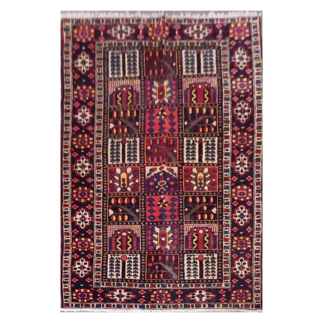 One Of The Kind Persian Bakhtiar Rug 9'7" x 6'5": ABC Rugs Kilims Collection Persian Bakhtiar Traditional Style Hand-Knotted Natural Wool And Cotton Rug 9'7'' X 6'5'' Abcr02093 Hand knotted and meticulously crafted by Persian artisans, this stunning 