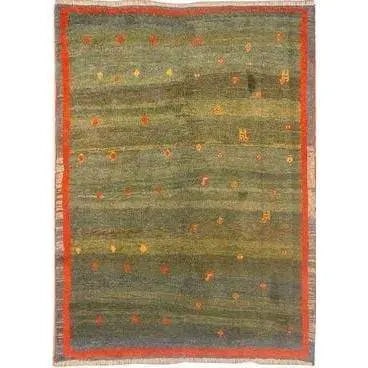 One Of The Kind Persian Gabbeh Shiraz Rug 7'4" x 6'6": ABC Rugs Kilims Collection Persian Gabbeh Rug Shiraz Traditional Style Hand-Knotted Indoor Area Rug With Natural Wool And Cotton 7'4" X 6'6" Abcr02594 Hand knotted and meticulously crafted by Persian 