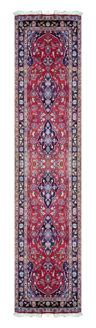 One Of The Kind Persian Kashan Rug 9'4" x 2'3": ABC Rugs Kilims Collection Iranian Kashan Hand-Knotted Rug Made With Natural Wool & Cotton Color Red 9'4" X 2'3" Abc0 Hand knotted and meticulously crafted by Persian artisans, this stunning Hand 