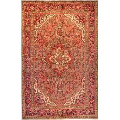 One Of The Kind Persian Tabriz Rug 9'10" x 6'4": ABC Rugs Kilims Collection Authentic Persian Rug Tabriz Traditional Style Hand-Knotted Indoor Area Rug With Natural Wool And Cotton 9'10" X 6'4" Abcr02148 Hand knotted and meticulously crafted by Pers