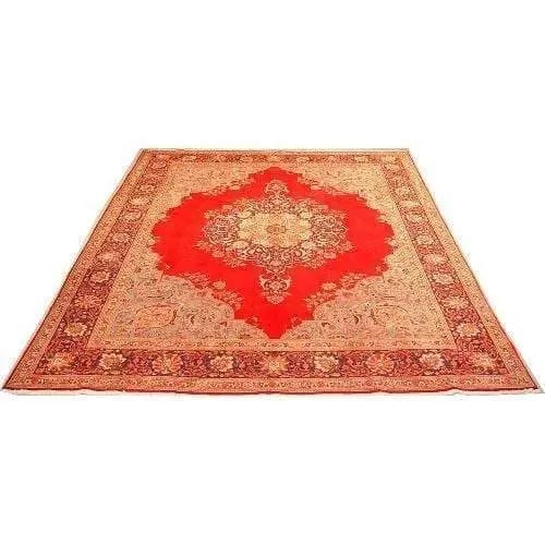 One Of The Kind Persian Tabriz Rug 12'11" x 9'10": ABC Rugs Kilims Collection Authentic Persian Rug Tabriz Traditional Style Hand-Knotted Indoor Area Rug With Natural Wool And Cotton 12'11" X 9'10" Abcr02908 Hand knotted and meticulously crafted by Pe