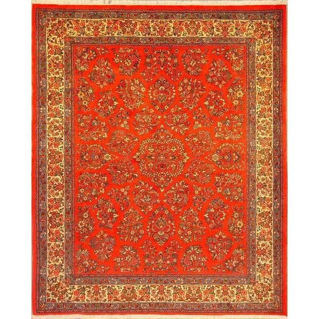 One Of The Kind Persian Sarough Rug 8'6" x 6'11": ABC Rugs Kilims Collection Authentic Persian Rug Sarough Traditional Style Hand-Knotted Indoor Area Rug With Natural Wool And Cotton 8'6" X 6'11" Abcr02876 Hand knotted and meticulously crafted by Per