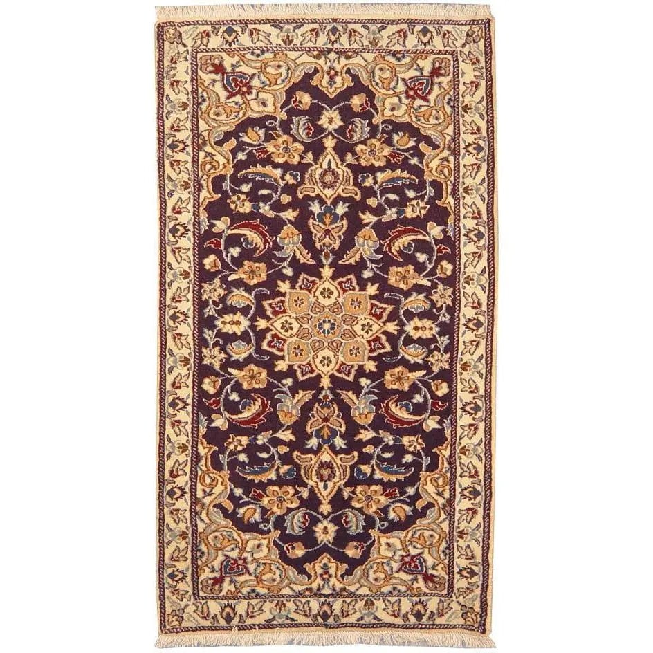 One Of The Kind Persian Nain Rug 3'10" x 1'11": ABC Rugs Kilims Collection Authentic Persian Rug Nain Traditional Style Hand-Knotted Indoor Area Rug With Natural Wool And Silk 3'10" X 1'11" Abcr02827 Hand knotted and meticulously crafted by Persian