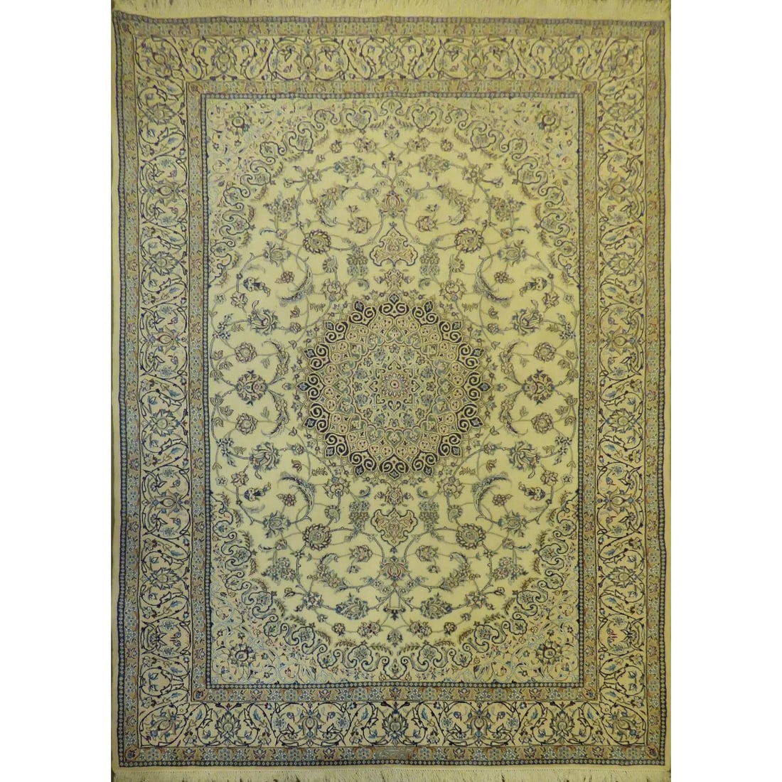 One Of The Kind Persian Nain Rug 10'5" x 6'8": ABC Rugs Kilims Collection Authentic Persian Rug Nain Traditional Style Hand-Knotted Indoor Area Rug With Natural Wool And Silk 10'5" X 6'8" Abcr02421 Hand knotted and meticulously crafted by Persian 