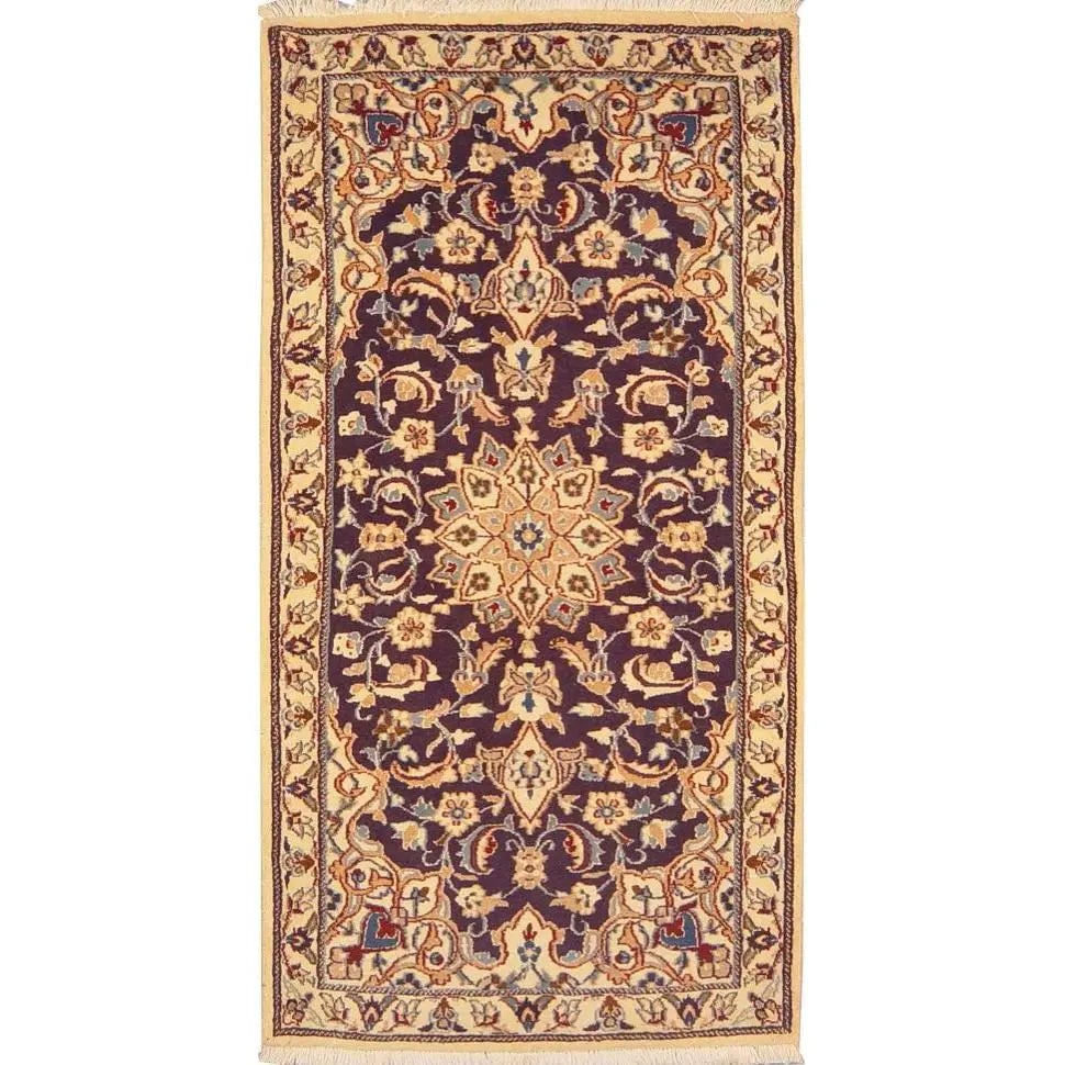 One Of The Kind Persian Nain Rug 4'4" x 2'2": ABC Rugs Kilims Collection Authentic Persian Rug Nain Traditional Style Hand-Knotted Indoor Area Rug With Natural Wool And Silk 4'4" X 2'2" Abcr02828 Hand knotted and meticulously crafted by Persian a