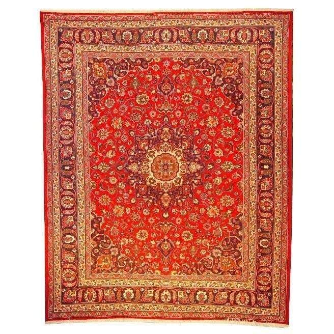 One Of The Kind Persian Mashad Rug 11'1" x 8'7": ABC Rugs Kilims Collection Authentic Persian Rug Mashad Traditional Style Hand-Knotted Indoor Area Rug With Natural Wool And Cotton 11'1" X 8'7" Abcr02755 Hand knotted and meticulously crafted by Pers