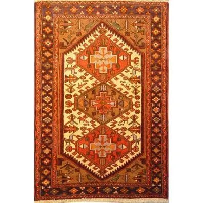 One Of The Kind Persian Hamedan Rug 4'9" x 3'2": ABC Rugs Kilims Collection Authentic Persian Rug Hamedan Traditional Style Hand-Knotted Indoor Area Rug With Natural Wool And Cotton 4'9" X 3'2" Abcr02142 Hand knotted and meticulously crafted by Pers