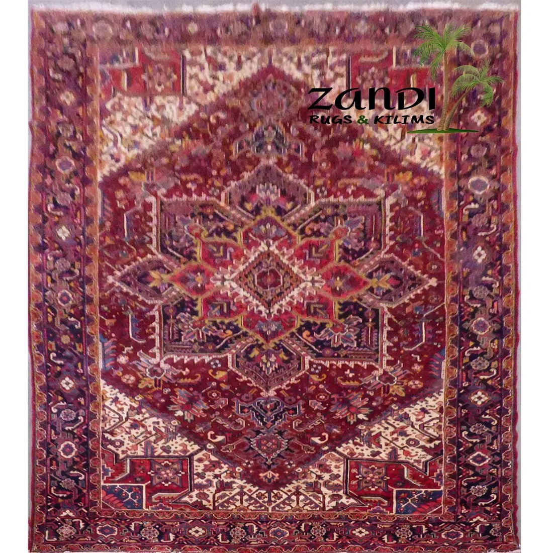 One Of The Kind Persian Heriz Rug 12'7" x 9'6": ABC Rugs Kilims Collection Heriz Semi Antique Hand Knotted Persian Heriz Rugs, Traditional Floral, Natural Vegetable Dyes, Wool, Red, 12'7" X 9'6", Abcr12564 (Red : 12564) Hand knotted and meticulousl