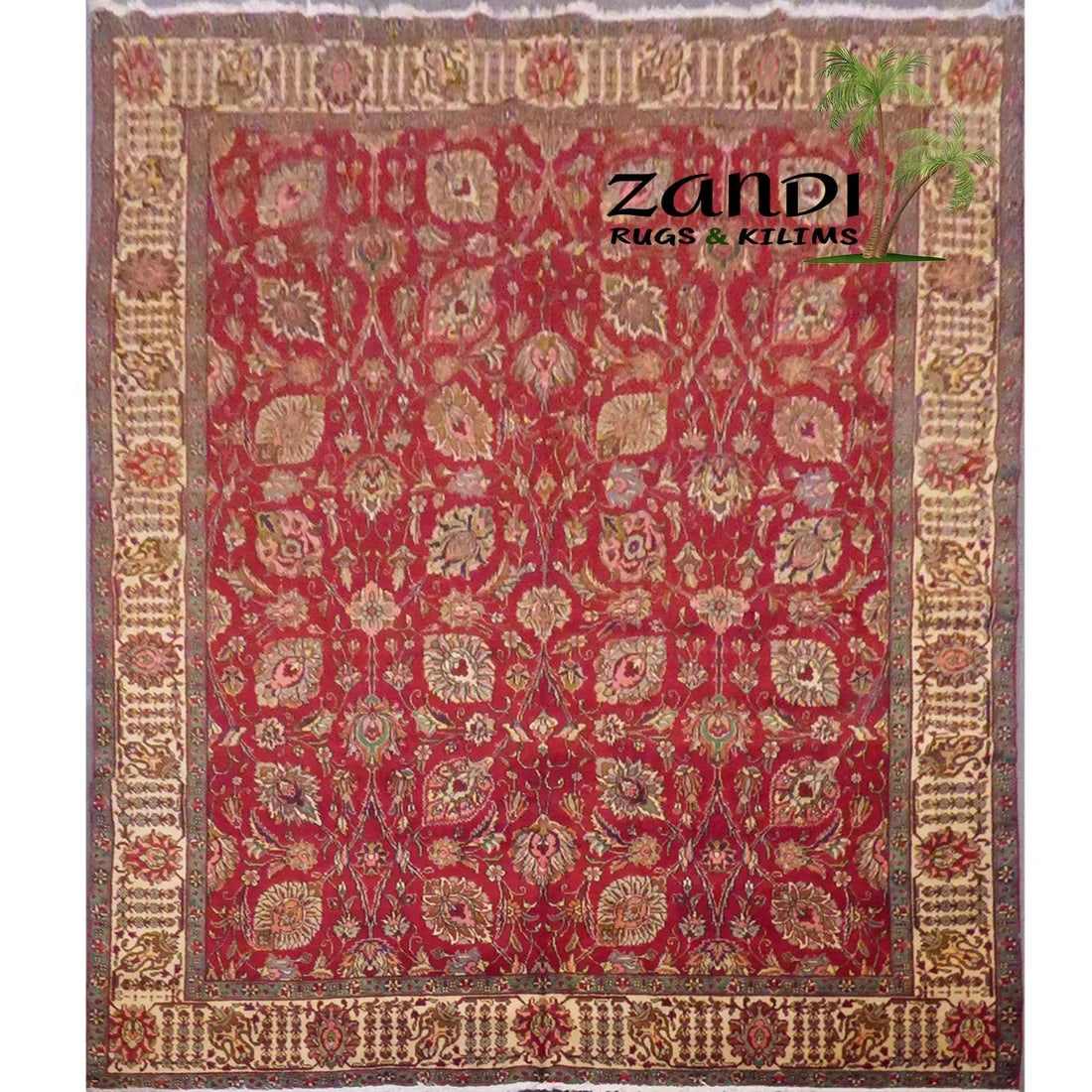 One Of The Kind Persian Kashan Rug 12'8" x 8': ABC Rugs Kilims Collection Tabriz Semi Antique Hand Knotted Persian Tabriz Rugs, Traditional Floral, Natural Vegetable Dyes, Wool, Red, 12'8" X 8', Abcr12582 (Red : 12582) Hand knotted and meticulousl