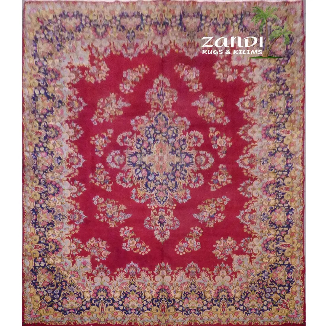 One Of The Kind Persian Kashan Rug 13'3" x 8'10": ABC Rugs Kilims Collection Kuman Semi Antique Hand Knotted Persian Tabriz Rugs, Traditional Floral, Natural Vegetable Dyes, Wool, Red, 13'3" X 8'10", Abcr10950 (Red : 10950) Hand knotted and meticulou