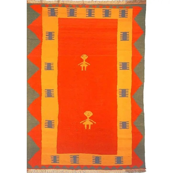One Of The Kind Shiraz Persian Kilim 7'2" X 5'0": ABC Rugs Kilims Collection Shiraz Persian Kilim Collection And Modern Colorful Hand-Knotted Multi Area Kilim With Natural Wool And Cotton 7'2" X 5'0" Abck00073 Hand knotted and meticulously crafted by