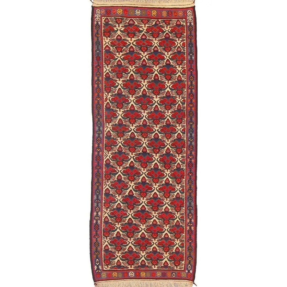 One Of The Kind Sanandaj Persian Kilim 8'0" X 3'1": ABC Rugs Kilims Collection Sanandaj Persian Kilim Collection And Modern Colorful Hand-Knotted Multi Area Kilim With Natural Wool And Cotton 8'0" X 3'1" Abck00137 Hand knotted and meticulously crafted 