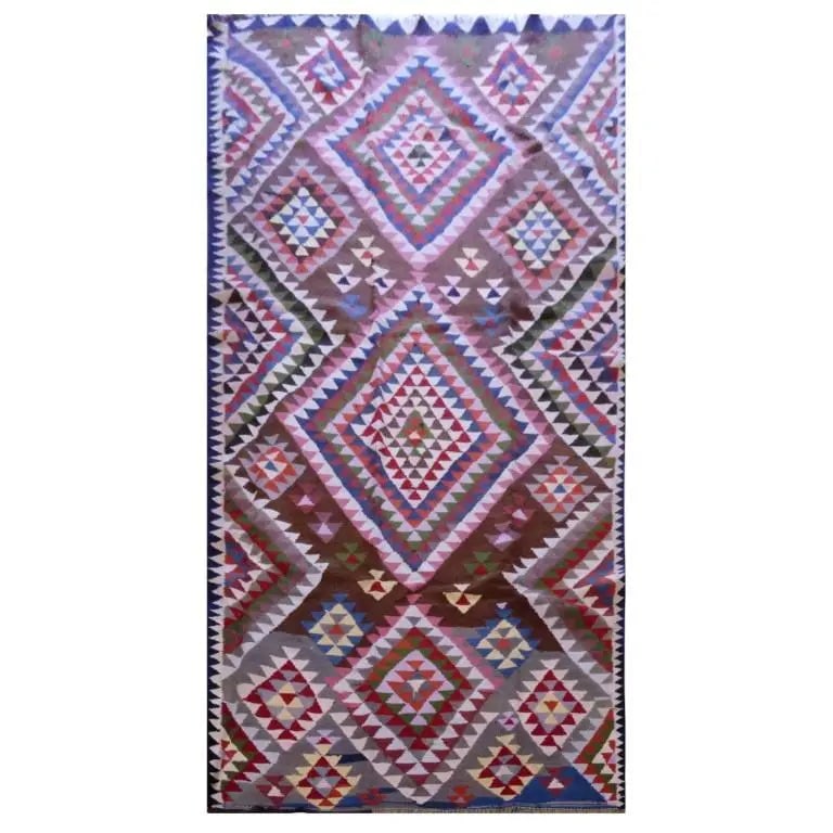 One Of The Kind Sanandaj Vintage Authentic Hand-Knotted Kilim 10'5" X 5'1": ABC Rugs Kilims Collection Sanandaj Vintage Hand-Knotted Kilim Made With Natural Wool And Cotton 320 X 156Cm (Abc1555) (Multi Color) Hand knotted and meticulously crafted by Sanandaj artisans, this st