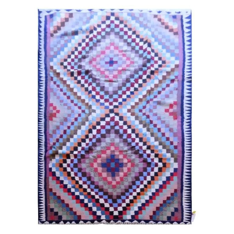 One Of The Kind Sanandaj Vintage Authentic Hand-Knotted Kilim 9'4" X 4'9": ABC Rugs Kilims Collection Sanandaj Vintage Hand-Knotted Kilim Made With Natural Wool And Cotton 285 X 145Cm (Abc1572) (Multi Color) Hand knotted and meticulously crafted by Sanandaj artisans, this st