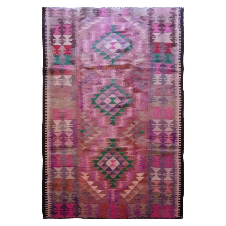 One Of The Kind Sanandaj Vintage Authentic Hand-Knotted Kilim 8'11" X 4'5": ABC Rugs Kilims Collection Sanandaj Vintage Hand-Knotted Kilim Made With Natural Wool And Cotton 272 X 136Cm (Abc1678) (Multi Color) Hand knotted and meticulously crafted by Sanandaj artisans, this st