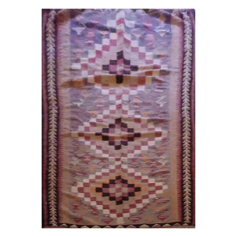 One Of The Kind Sanandaj Vintage Authentic Hand-Knotted Kilim 9'0" X 4'7": ABC Rugs Kilims Collection Sanandaj Vintage Hand-Knotted Kilim Made With Natural Wool And Cotton 275 X 142Cm (Abc14) (Multi Color) Hand knotted and meticulously crafted by Sanandaj artisans, this stun