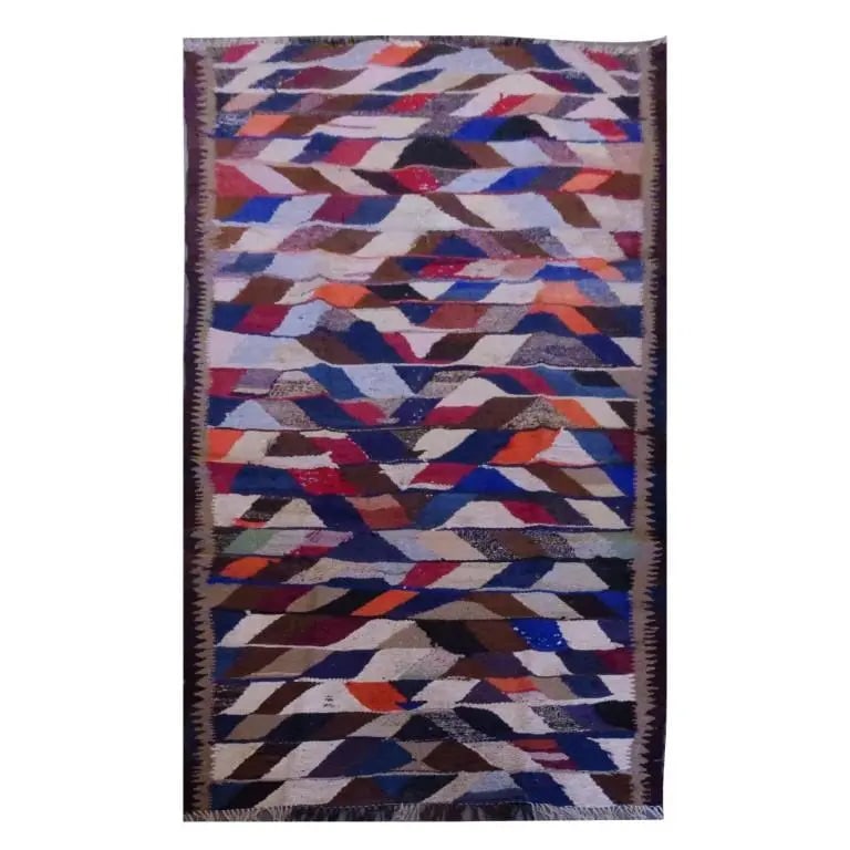 One Of The Kind Sanandaj Vintage Authentic Hand-Knotted Kilim 8'3" X 3'6": ABC Rugs Kilims Collection Sanandaj Vintage Hand-Knotted Kilim Made With Natural Wool And Cotton 252 X 107Cm (Abc1624) (Multi Color) Hand knotted and meticulously crafted by Sanandaj artisans, this st