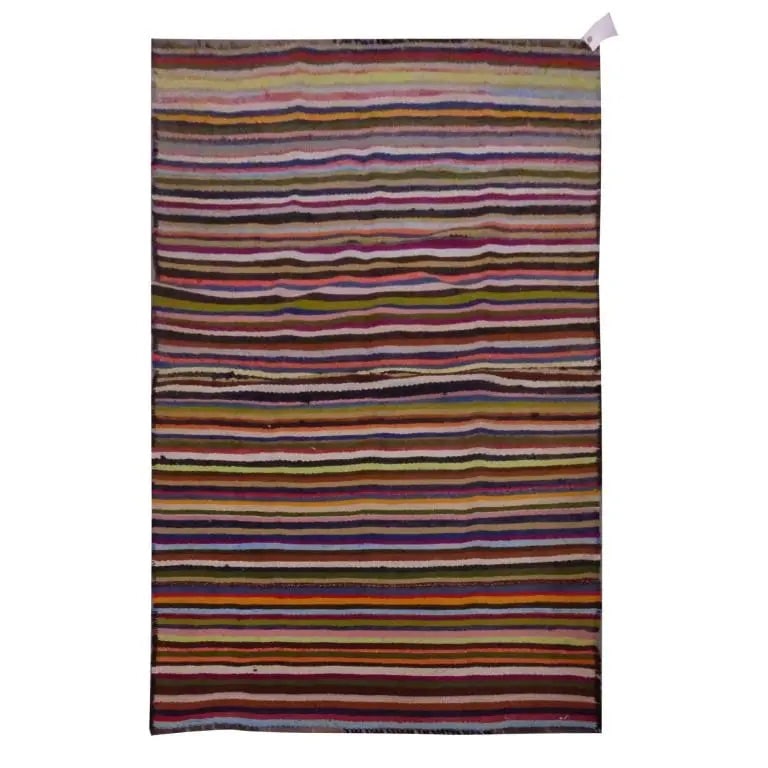 One Of The Kind Sanandaj Vintage Authentic Hand-Knotted Kilim 7'7" X 3'9": ABC Rugs Kilims Collection Sanandaj Vintage Hand-Knotted Kilim Made With Natural Wool And Cotton 232 X 115Cm (Abc1855) (Multi Color) Hand knotted and meticulously crafted by Sanandaj artisans, this st