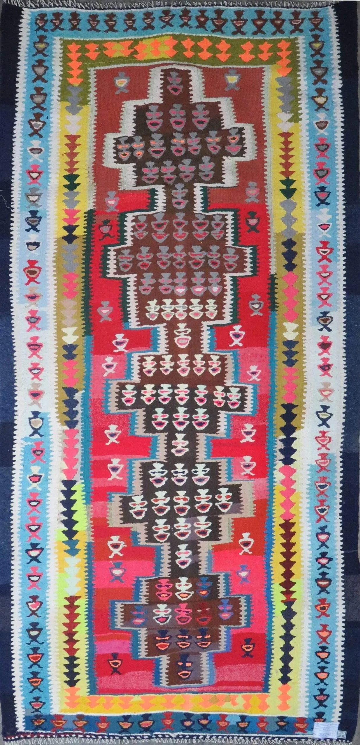 One Of The Kind Authentic Hand-Knotted Sanandaj Vintage Kilim 9'0" X 4'0": ABC Rugs Kilims Collection Sanandaj Seneh, Vintage Kilim Collection And Modern Hand-Knotted Area Kilim With Natural Wool And Cotton 9'0" X 4'0" (Abc-Per-1523) (Multi Color) Hand knotted and meticulous
