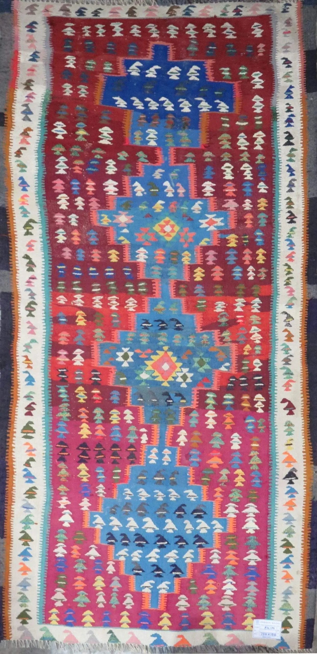 One Of The Kind Authentic Hand-Knotted Sanandaj Vintage Kilim 8'0" X 3'0": ABC Rugs Kilims Collection Sanandaj Seneh, Vintage Kilim Collection And Modern Hand-Knotted Area Kilim With Natural Wool And Cotton 8'0" X 3'0" (Abc-Per-1647) (Multi Color) Hand knotted and meticulous