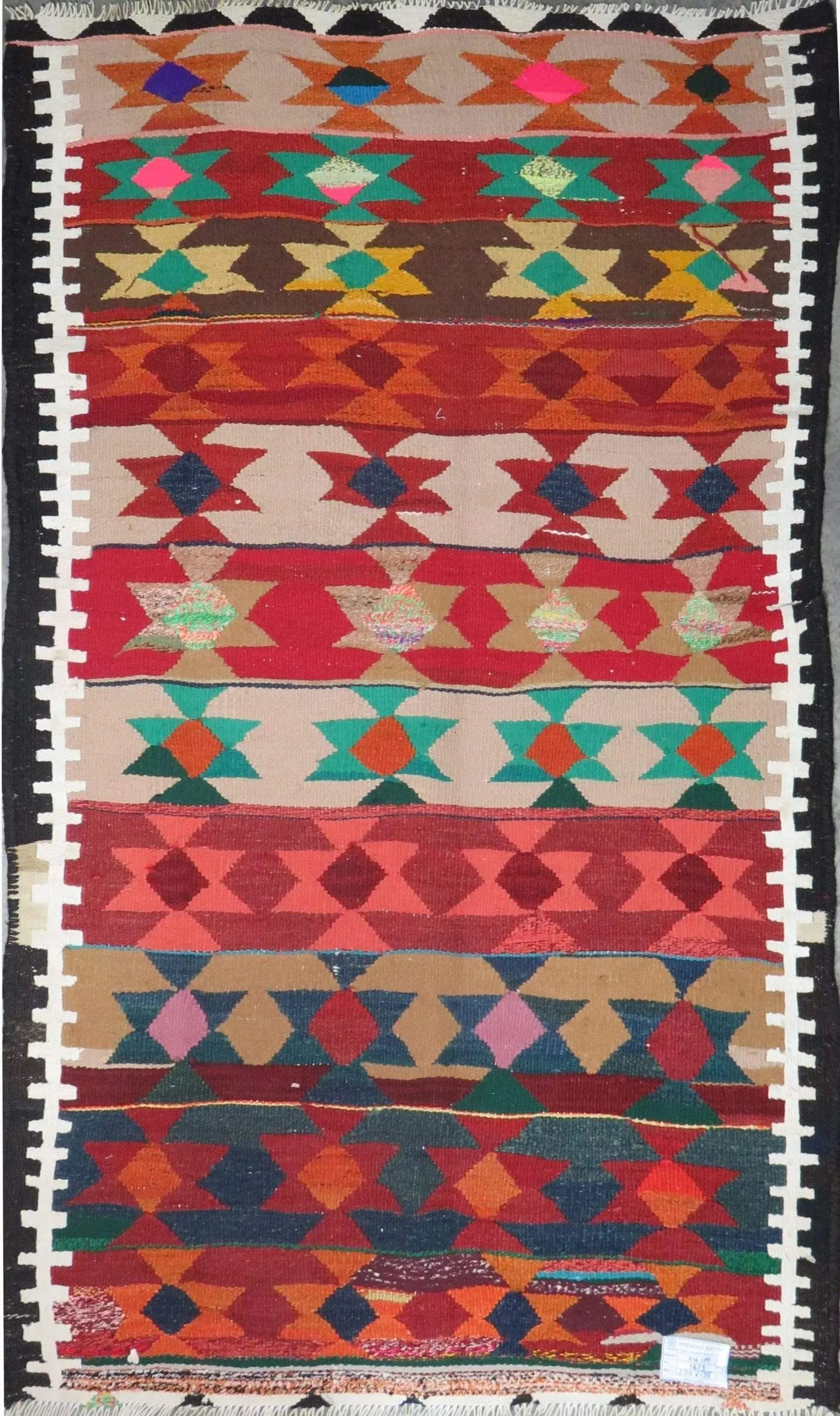 One Of The Kind Authentic Hand-Knotted Sanandaj Vintage Kilim 7'0" X 4'0": ABC Rugs Kilims Collection Sanandaj Seneh, Vintage Kilim Collection And Modern Hand-Knotted Area Kilim With Natural Wool And Cotton 7'0" X 4'0" (Abc-Per-1613) (Multi Color) Hand knotted and meticulous