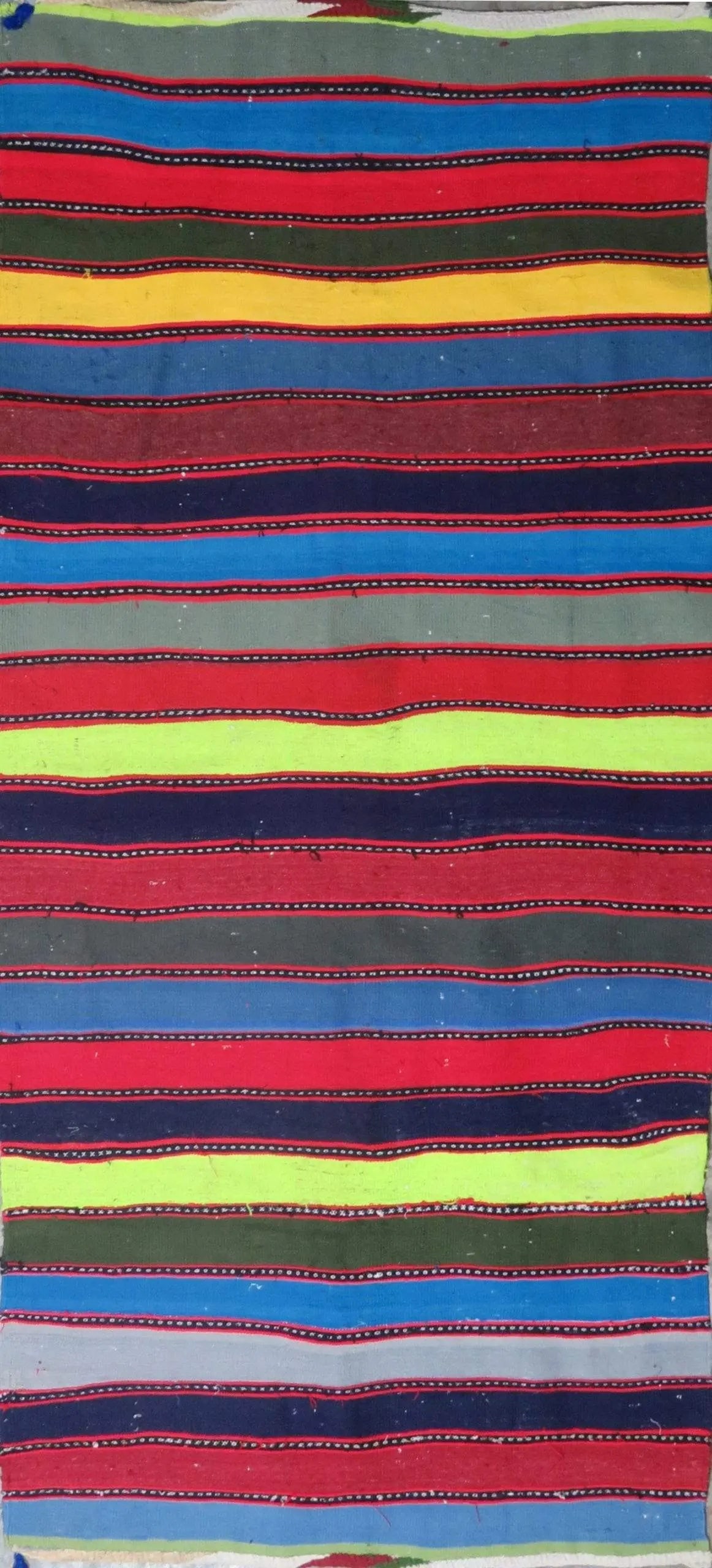 One Of The Kind Authentic Hand-Knotted Sanandaj Vintage Kilim 7'0" X 3'0": ABC Rugs Kilims Collection Sanandaj Seneh, Vintage Kilim Collection And Modern Hand-Knotted Area Kilim With Natural Wool And Cotton 7'0" X 3'0" (Abc-Per-1729) (Multi Color) Hand knotted and meticulous