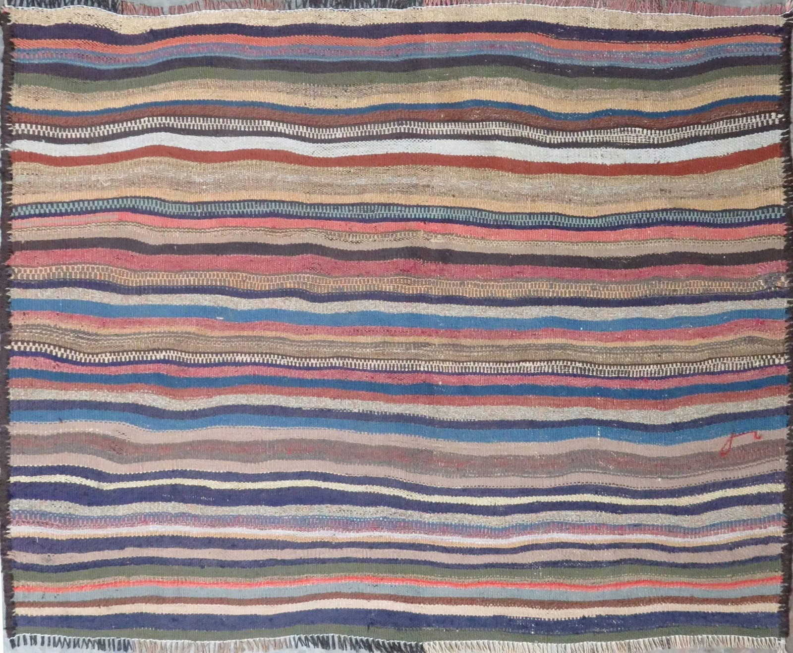 One Of The Kind Authentic Hand-Knotted Sanandaj Vintage Kilim 5'0" X 4'0": ABC Rugs Kilims Collection Sanandaj Seneh, Vintage Kilim Collection And Modern Colorful Hand-Knotted Area Kilim With Natural Wool And Cotton 5'0" X 4'0" (Abc-Per-1371) (Multi Color) Hand knotted and m