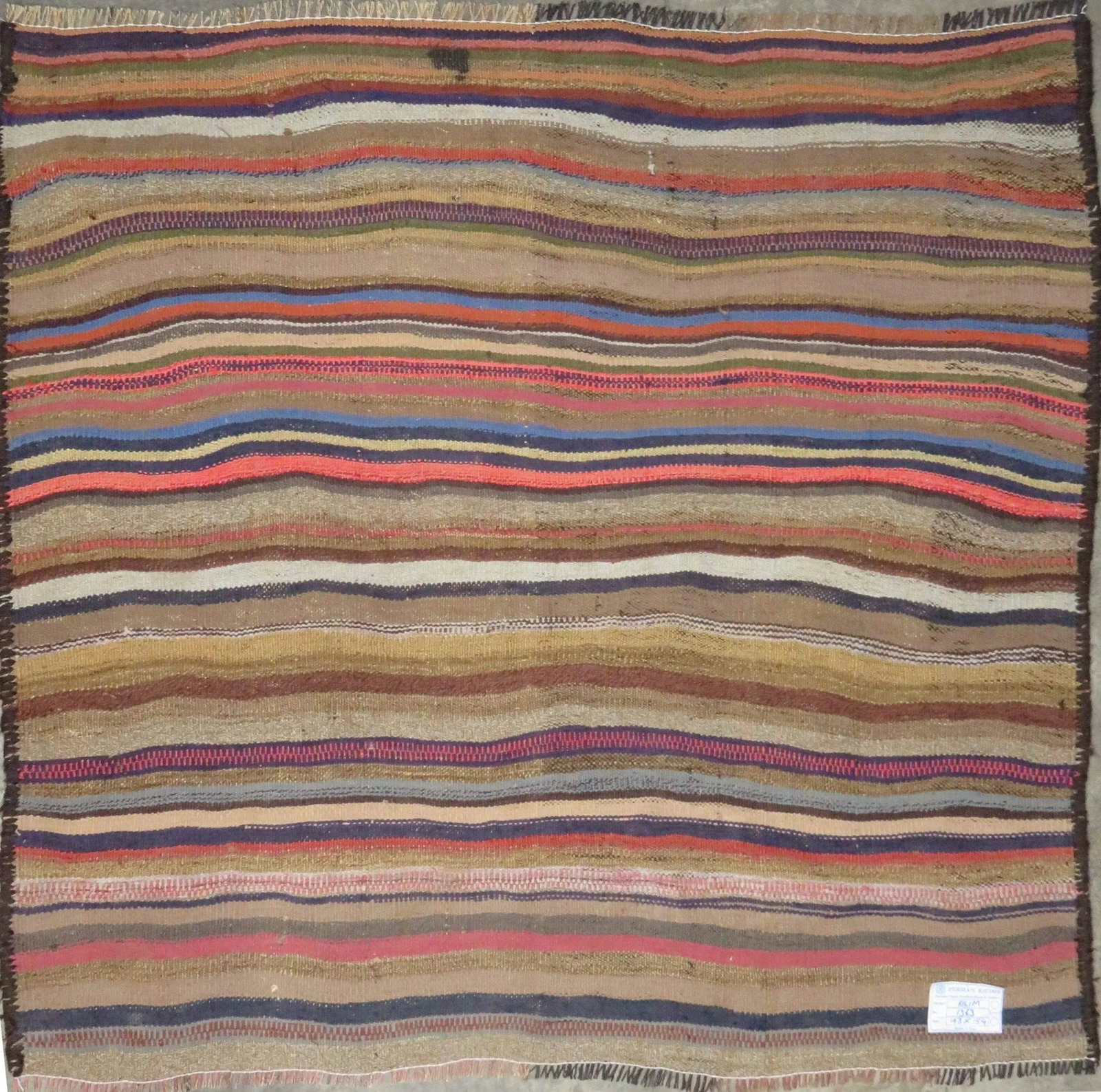 One Of The Kind Authentic Hand-Knotted Sanandaj Vintage Kilim 4'0" X 5'0": ABC Rugs Kilims Collection Sanandaj Seneh, Vintage Kilim Collection And Modern Colorful Hand-Knotted Area Kilim With Natural Wool And Cotton 4'0" X 5'0" (Abc-Per-1363) (Multi Color) Hand knotted and m