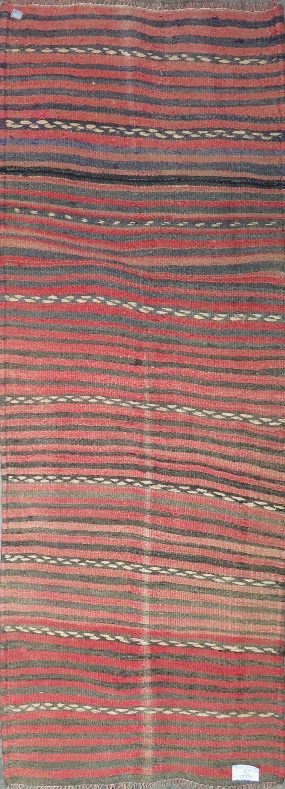 One Of The Kind Authentic Hand-Knotted Sanandaj Vintage Kilim 10'0" X 3'0": ABC Rugs Kilims Collection Sanandaj Seneh, Vintage Kilim Collection And Modern Hand-Knotted Area Kilim With Natural Wool And Cotton 10'0" X 3'0" (Abc-Per-1262) (Multi Color) Hand knotted and meticulou