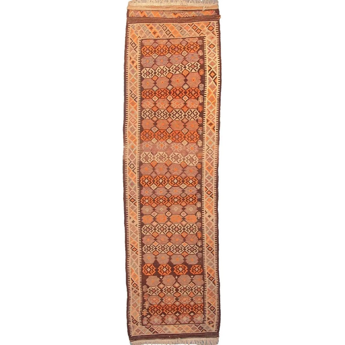 One Of The Kind Gazvin Persian Kilim 14'6" X 3'8": ABC Rugs Kilims Collection Antique Gazvin Persian Kilim Collection And Modern Colorful Hand-Knotted Multi Area Kilim With Natural Wool And Cotton 14'6" X 3'8" Abck00262 Hand knotted and meticulously c