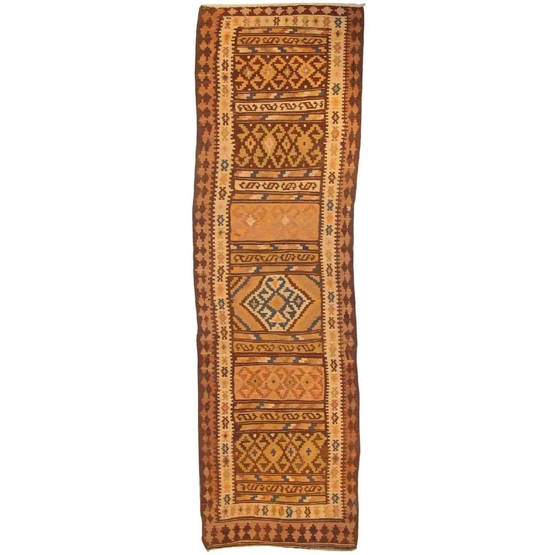 One Of The Kind Gazvin Persian Kilim 13'5" X 3'10" (1 of 1)