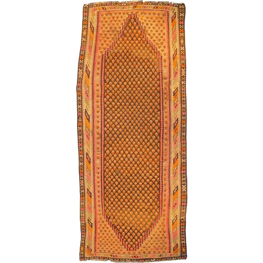 One Of The Kind Gazvin Persian Kilim 12'7" X 5'2": ABC Rugs Kilims Collection Antique Gazvin Persian Kilim Collection And Modern Colorful Hand-Knotted Multi Area Kilim With Natural Wool And Cotton 12'7" X 5'2" Abck00127 Hand knotted and meticulously c