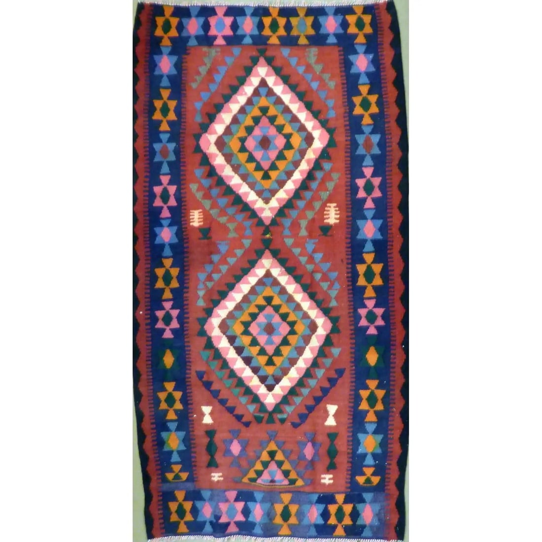 One Of The Kind Authentic Hand-Knotted Vintage Kilim 7'6" X 3'9": ABC Rugs Kilims Collection Authentic Hand-Knotted Vintage Kilims Sanandaj Natural Wool Seneh Collection Area Kilim 7'6" X 3'9" (Abckg1055) (Multi Color) Hand knotted and meticulously crafted by Sanand