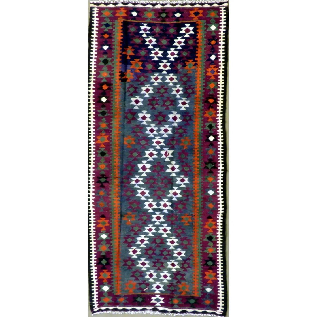 One Of The Kind Authentic Hand-Knotted Sanandaj Vintage Kilim 8'6" X 4'1": ABC Rugs Kilims Collection Authentic Hand-Knotted Sanandaj Vintage Kilims Natural Wool Seneh Collection Area Kilim 8'6" X 4'1" (Abckg1087) (Multi Color) Hand knotted and meticulously crafted by Sanand