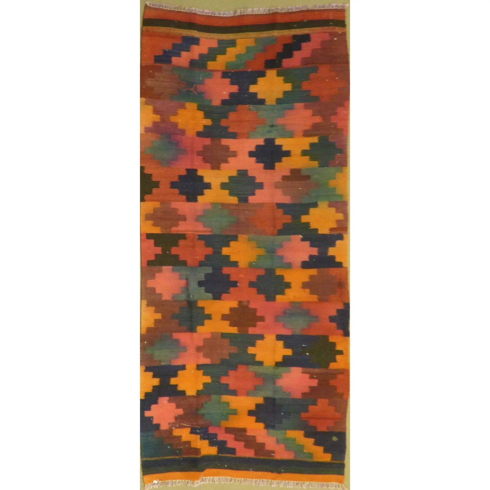 One Of The Kind Authentic Hand-Knotted Sanandaj Vintage Kilim 9'4" X 3'2": ABC Rugs Kilims Collection Authentic Hand-Knotted Sanandaj Vintage Kilims Natural Wool Seneh Collection Area Kilim 9'4" X 3'2" (Abckg1117) (Multi Color) Hand knotted and meticulously crafted by Sanand
