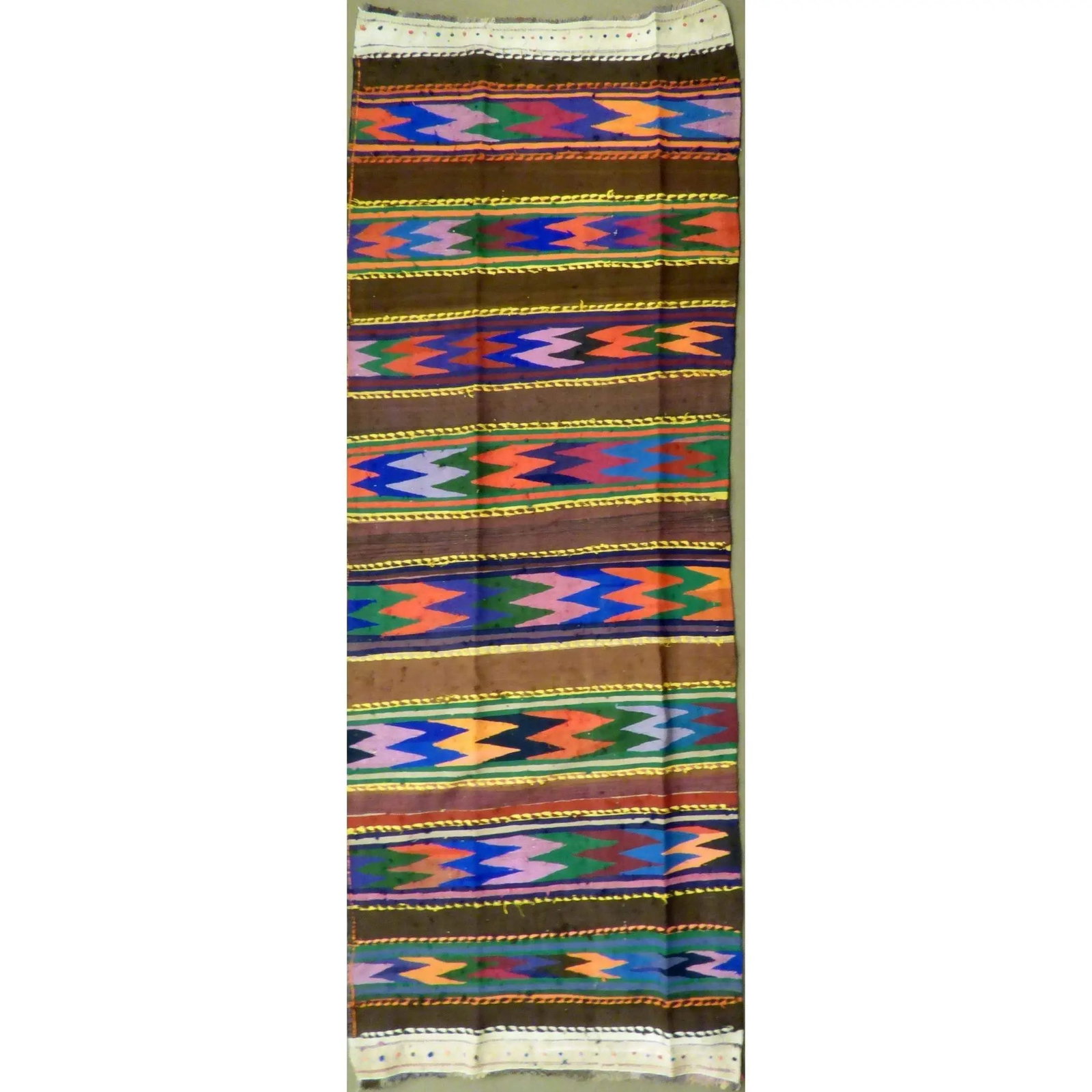 One Of The Kind Authentic Hand-Knotted Sanandaj Vintage Kilim 9'1" X 3'2": ABC Rugs Kilims Collection Authentic Hand-Knotted Sanandaj Vintage Kilims Natural Wool Seneh Collection Area Kilim 9'1" X 3'2" (Abckg1032) (Multi Color) Hand knotted and meticulously crafted by Sanand