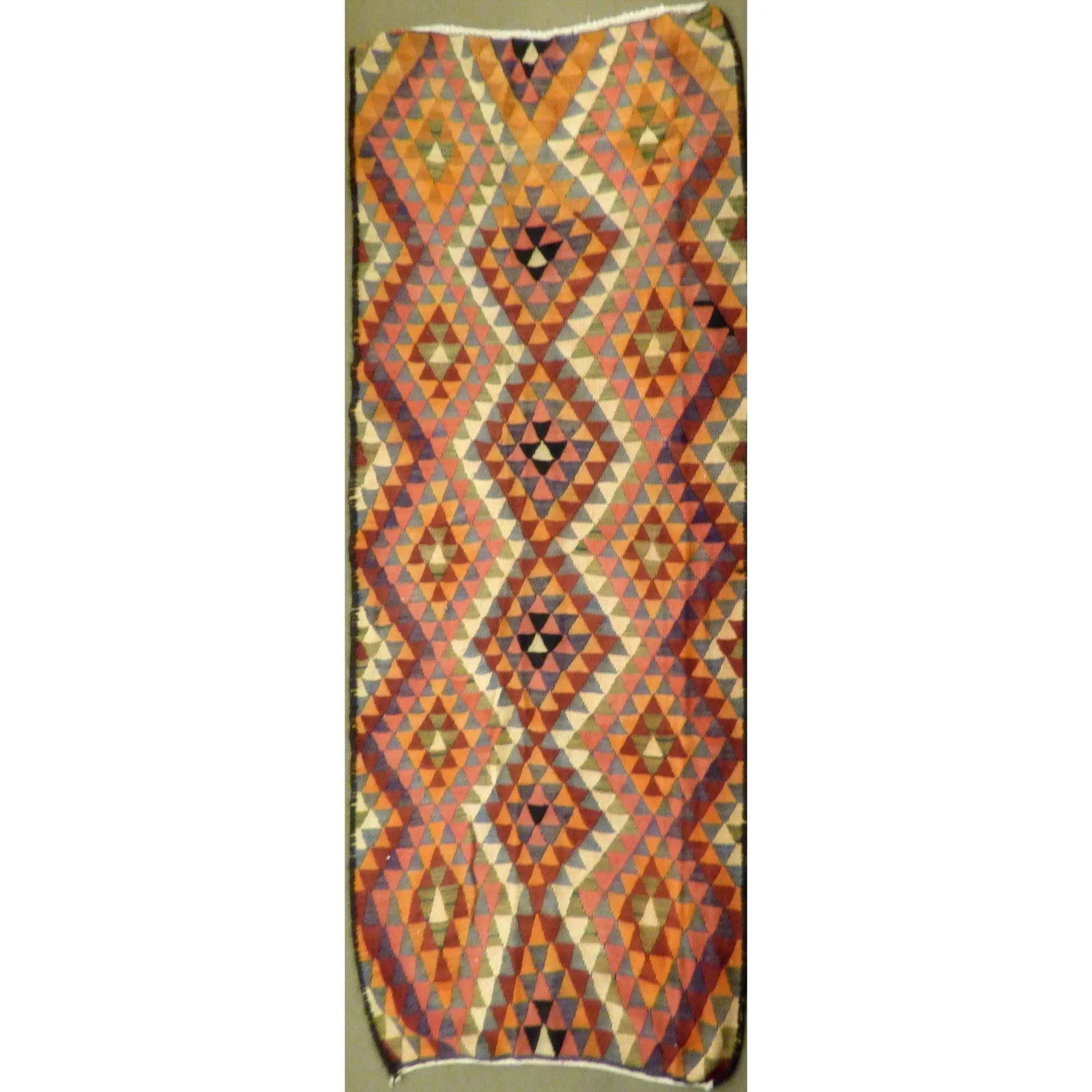 One Of The Kind Authentic Hand-Knotted Sanandaj Vintage Kilim 8'11" X 3'7": ABC Rugs Kilims Collection Authentic Hand-Knotted Sanandaj Vintage Kilims Natural Wool Seneh Collection Area Kilim 8'11" X 3'7" (Abckg1018) (Multi Color) Hand knotted and meticulously crafted by Sanan