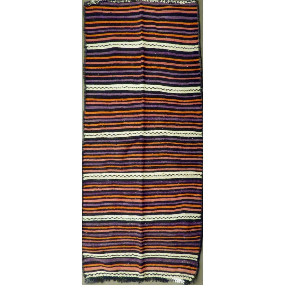 One Of The Kind Authentic Hand-Knotted Sanandaj Vintage Kilim 7'9" X 3'3" (1 of 1)