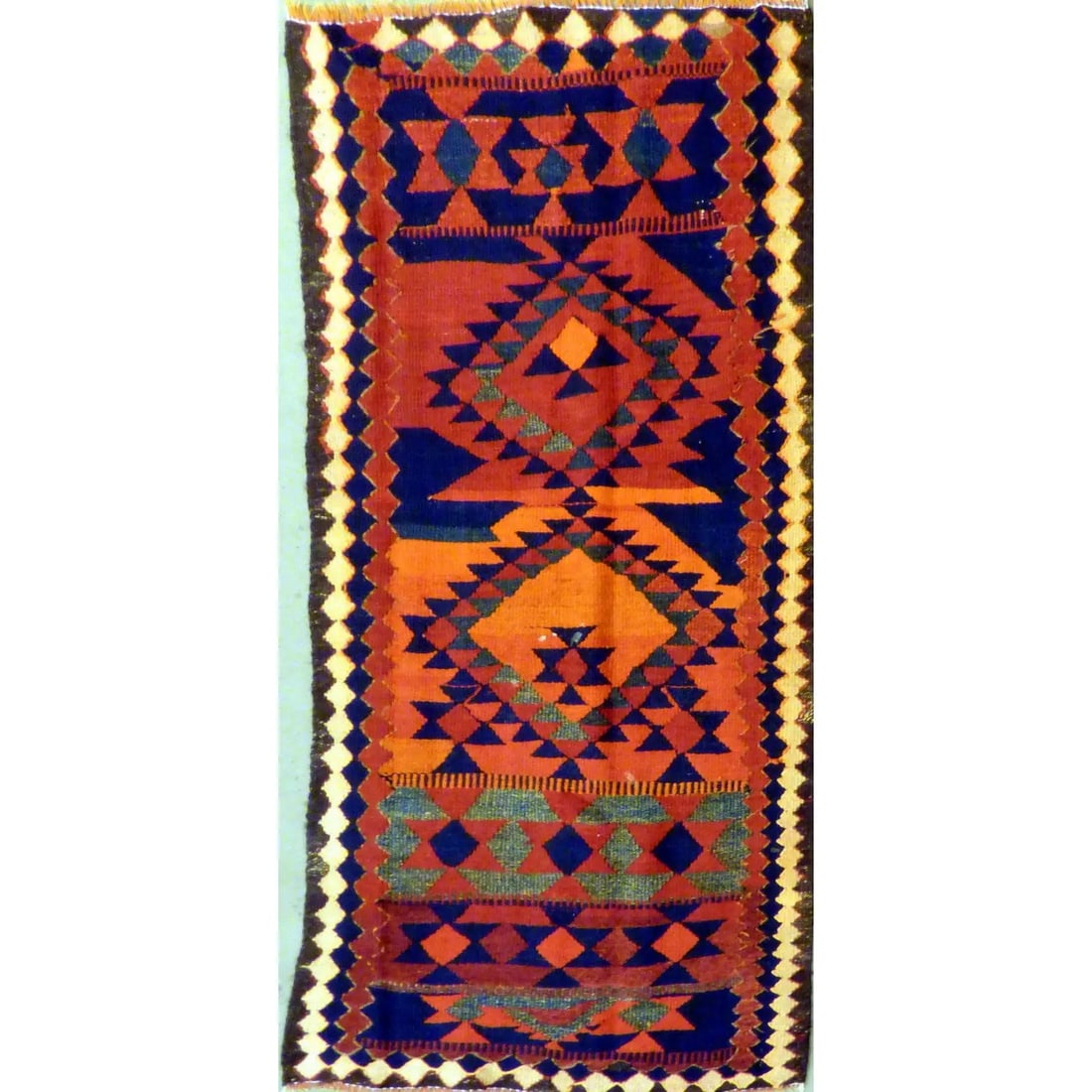 One Of The Kind Authentic Hand-Knotted Sanandaj Vintage Kilim 7'8" X 4'4": ABC Rugs Kilims Collection Authentic Hand-Knotted Sanandaj Vintage Kilims Natural Wool Seneh Collection Area Kilim 7'8" X 4'4" (Abckg1074) (Multi Color) Hand knotted and meticulously crafted by Sanand