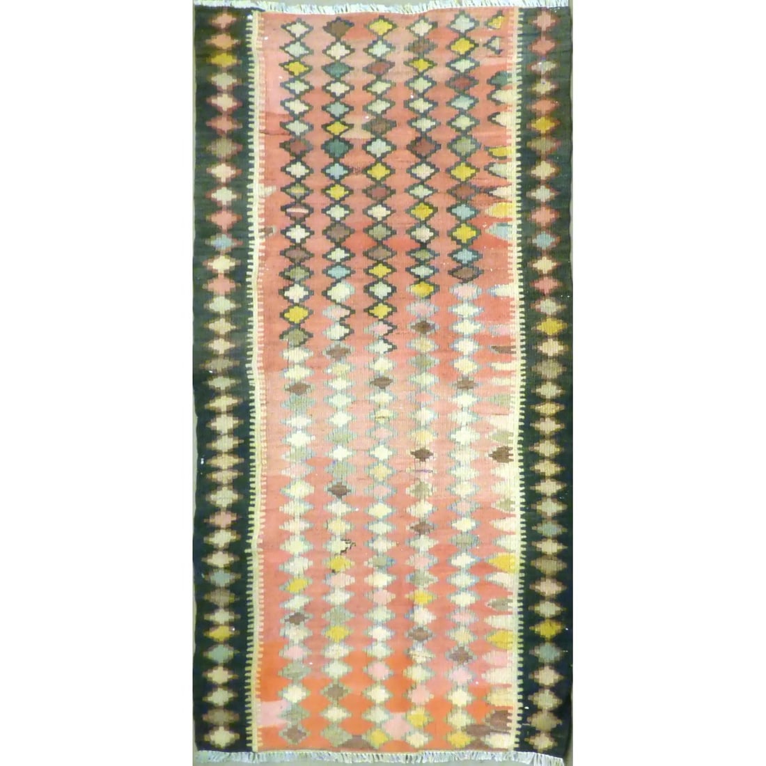 One Of The Kind Authentic Hand-Knotted Sanandaj Vintage Kilim 7'8" X 3'10": ABC Rugs Kilims Collection Authentic Hand-Knotted Sanandaj Vintage Kilims Natural Wool Seneh Collection Area Kilim 7'8" X 3'10" (Abckg1063) (Multi Color) Hand knotted and meticulously crafted by Sanan