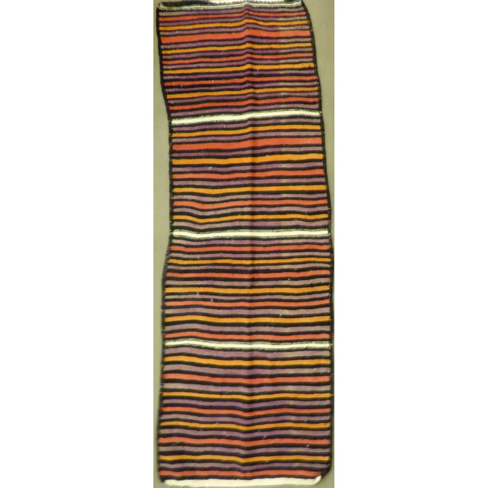 One Of The Kind Authentic Hand-Knotted Sanandaj Vintage Kilim 7'7" X 2'9": ABC Rugs Kilims Collection Authentic Hand-Knotted Sanandaj Vintage Kilims Natural Wool Seneh Collection Area Kilim 7'7" X 2'9" (Abckg1010) (Multi Color) Hand knotted and meticulously crafted by Sanand